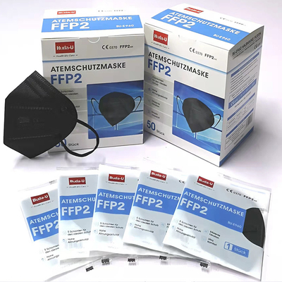 Máscara de metade FFP2 de filtração preta, máscara não tecida do respirador, total 5 camadas com alinhamento do branco da camada, CE 0370 &amp; FDA