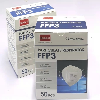 Máscara do respirador de FFP3 NR com certificação do CE 0370, máscaras de poeira de 5 camadas FFP3, eficiência da filtragem de 99%