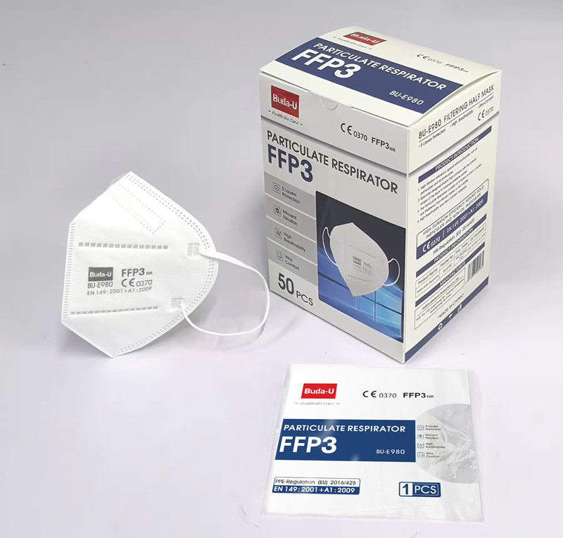 Respirador facial FFP3 CE, máscara facial descartável FFP3 NR 50 unidades/caixa