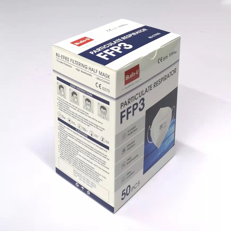 BU-E980 FFP3 que filtra En 149 50pcs/Box 99% Min Filtration Efficiency da meia máscara