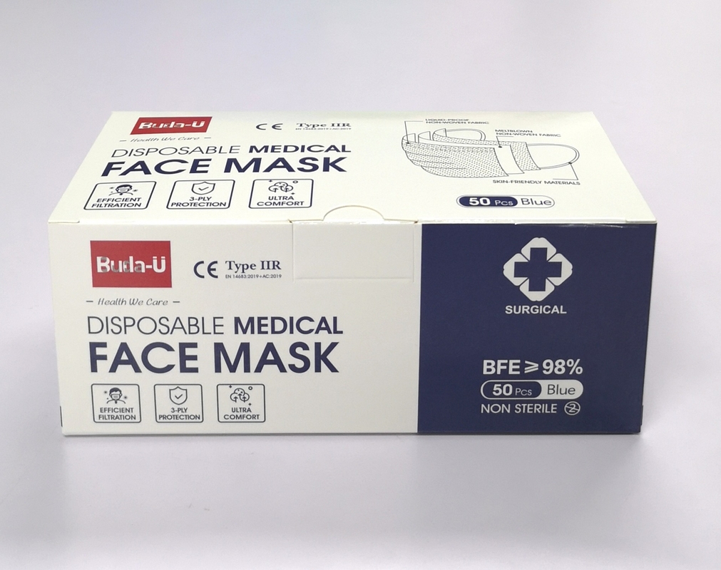 Tipo máscara protetora cirúrgica descartável de IIR para a máscara protetora do hospital 3PLY, EN 14683: 2019+AC: 2019